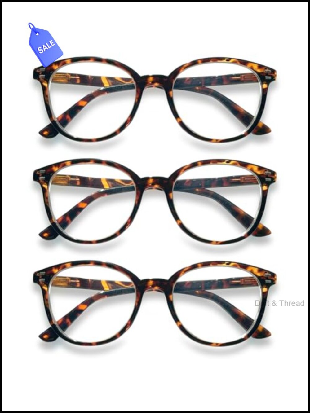 Reading Glasses 3 Pack Spring Hinge Stylish Readers Men Women Plastic